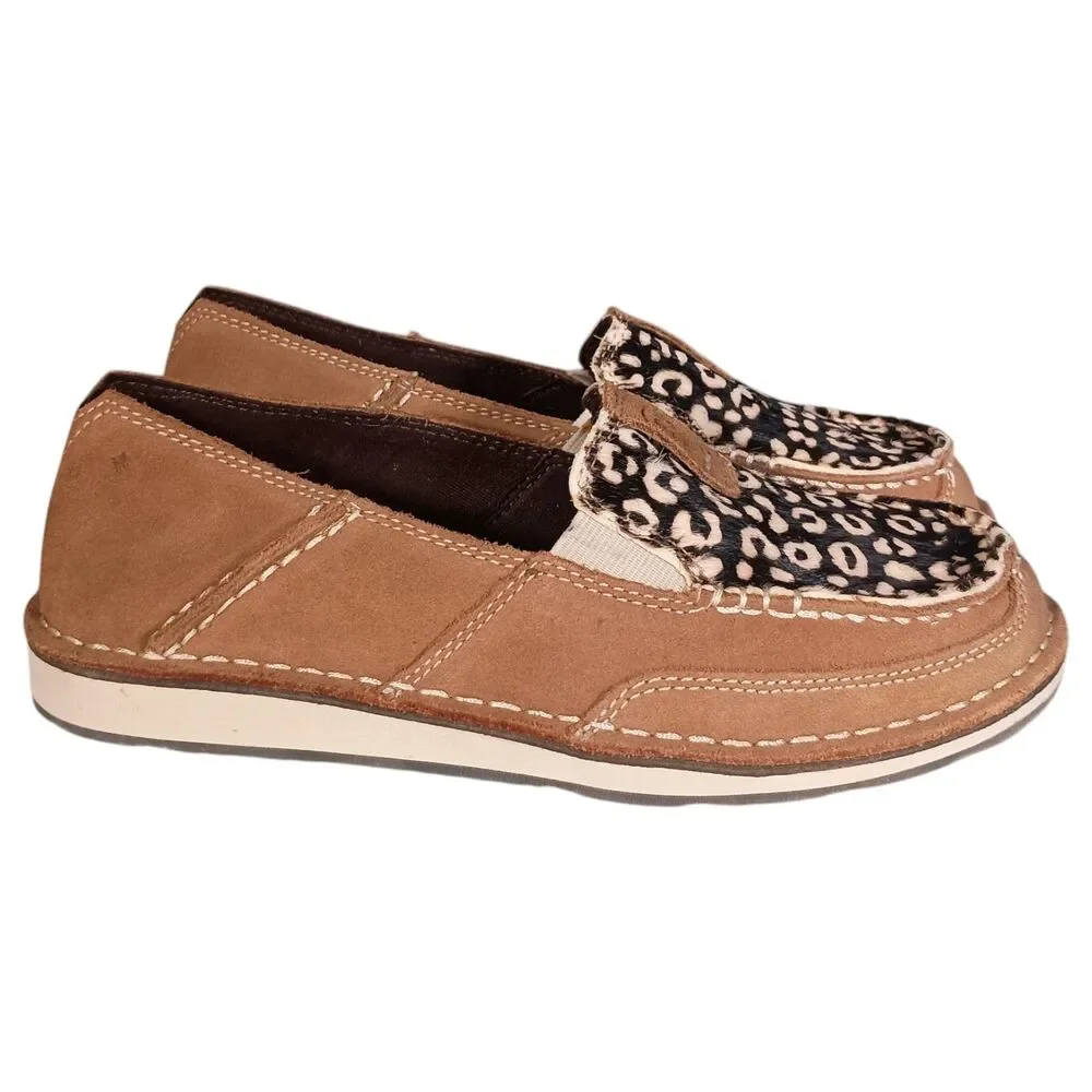 Ariat Loafers Cheetah Print Cruiser Shoes Moc Toe Dyed Cow Womens 7 B Brown